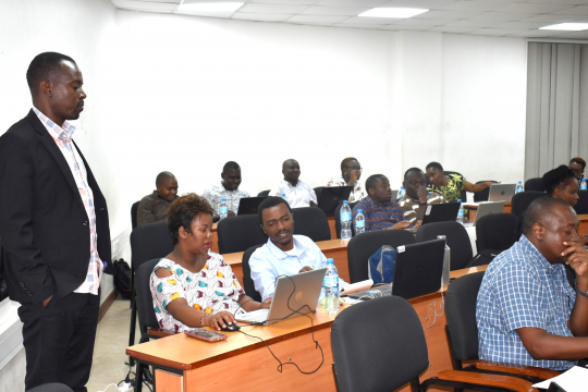 Aloyce Hepelwa one of the instructors closely supervising the trainees in groups 