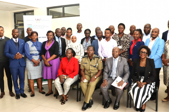 A section of participants in a group photo at the Ministry of Water and Environment headquarters in Luzira : Photo by EfD-Mak Center