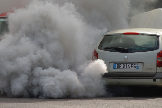Car with exhaust fumes
