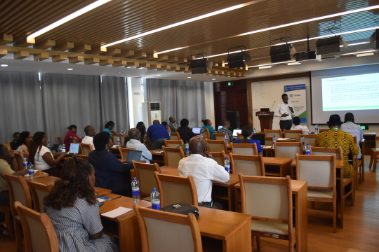 EfDT Acting Director Dr. Chegere taking through the participants about the EfD projects