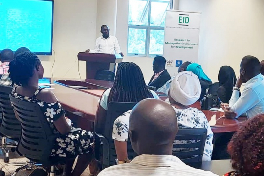 Peter Babyenda presented his findings at a meeting at Makerere University, Kampala. 