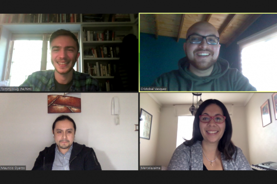 Tommy, Mauricio, Marcela and Cristobal on training meeting