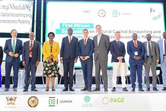 Prof. Barnabas Nawangwe (4th), Min Anywa Beatrice (5th) Prof. Baale Edward (10th)  and Peter Babyenda (Ri) in a group photo with other guests