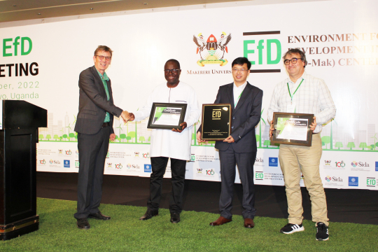Three winners during the EfD Annual Meeting in Kampala Uganda