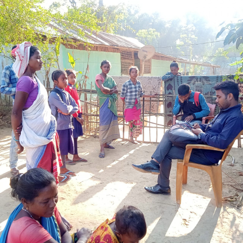 Treatment group receiving assistance with tap water application