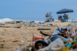 Plastic garbage on a beach