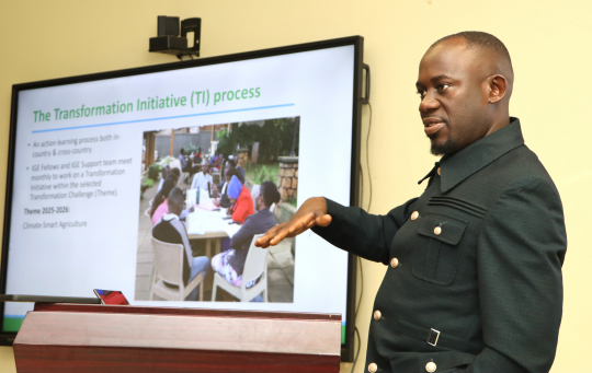 Peter Babyenda presenting on the IGE program:Photo by Jane Anyango