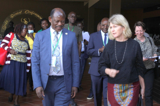 Barnabas Nawangwe , Edward Bbaale with the Ambassodor after the opening ceremony