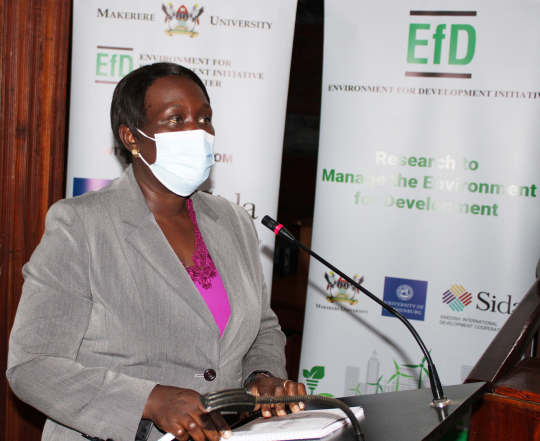 Deputy RDC Maria Lubega delivering her closing remarks. Photo: EfD-Mak centre