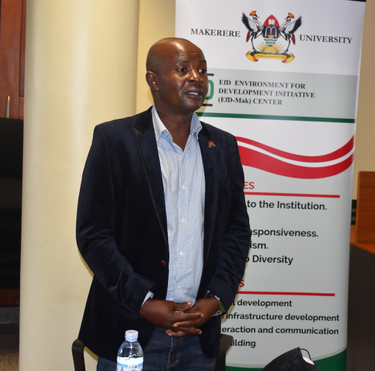 Prof. Edward Bbaale making his remarks during the launch: Photo: EfD-Mak centre
