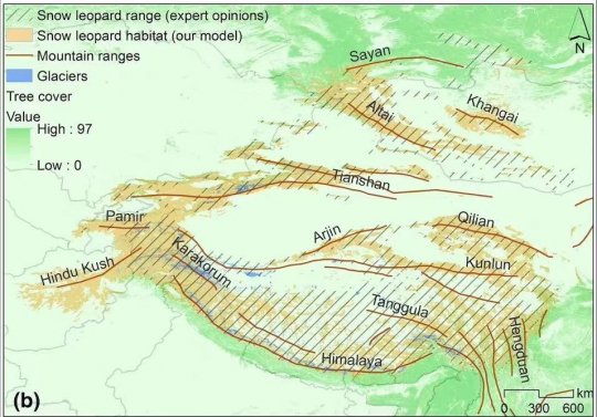Distribution of snow leopards