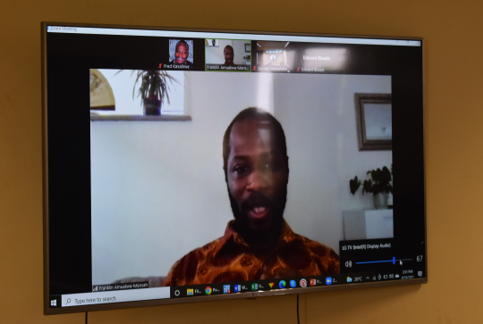 Dr. Franklin Amuakwa-Mensah addressing participants online