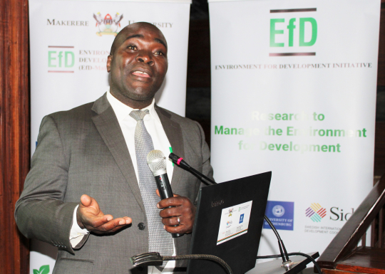 Dr. John Sseruyange representing the Director EfD-Mak centre.Photo:EfD-Mak centre