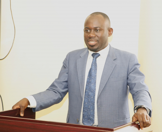 Peter Babyenda the Post Doc researcher giving the project overview: Photo by Jane Anyango