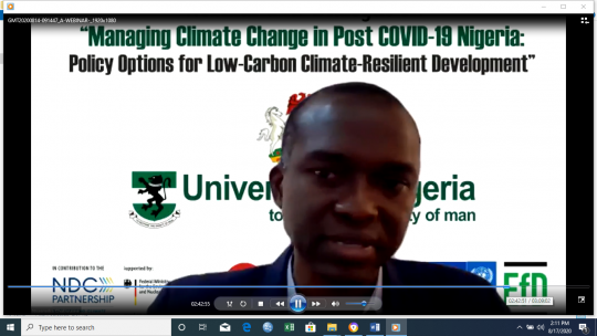 REPRC-EFD Nigeria Webinar Dialogue on Managing Climate Change in Post COVID-19 Nigeria: Policy Options for Low-carbon Climate Resilient Development