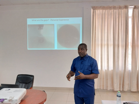Anthony Amoah presents the findings of the study to water sector stakeholders
