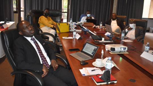 Program coordinator Mr. Peter Babyenda and government officials attending the training in Kampala Uganda