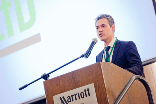 Jorge Alexander Bonilla speaking at the EfD Annual Meeting in Bogotá.