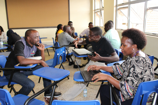 One of the groups discussing