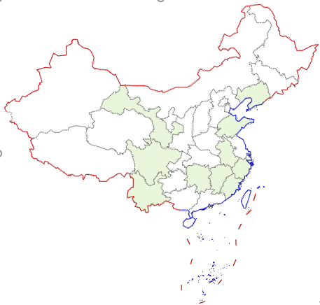 Geographical distribution of ten provinces of the third-round field survey
