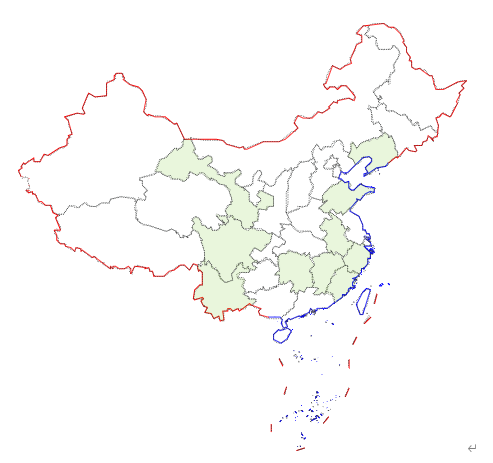 Geographical distribution of ten provinces of the third-round field survey