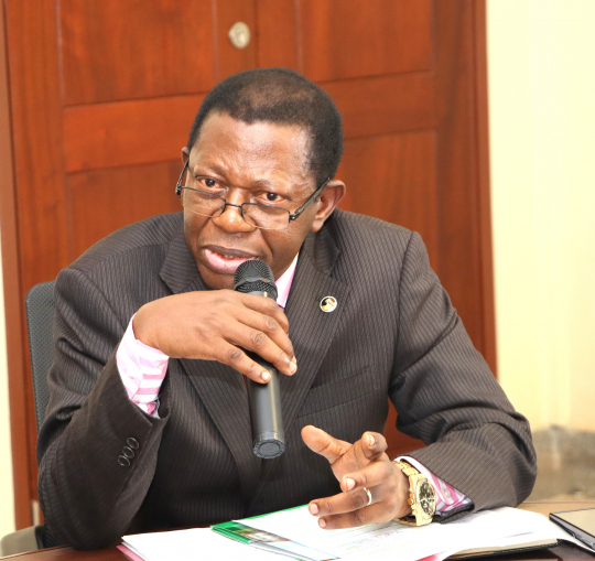 Prof. Buyinza Mukadasi Chairing the meeting.: Photo by Jane Anyango