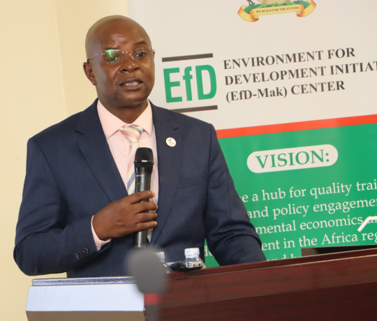 Prof. Edward Bbaale making his welcome remark: Photo by EfD Uganda