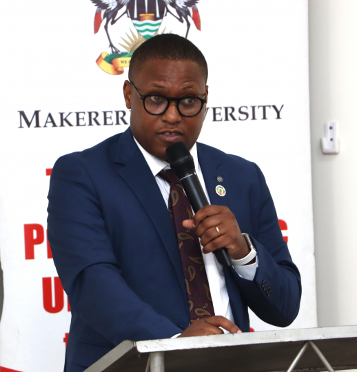 Regional Director Gro Foundation Mr. Laban Joshua Musinguzi making his remarks