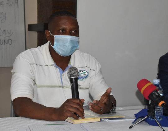 Sam Kyomukama Environmental Police Officer contributing during the discussion