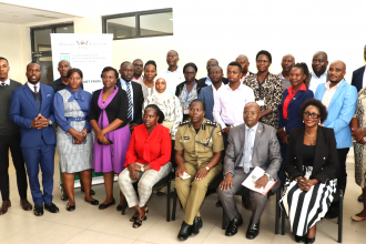 A section of participants in a group photo at the Ministry of Water and Environment headquarters in Luzira : Photo by EfD-Mak Center