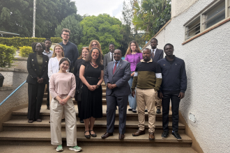 EfD Kenya researchers, Aalto University faculty and students, and Kenyan law students during a visit to discuss textile waste and sustainability. Photo: EfD Kenya