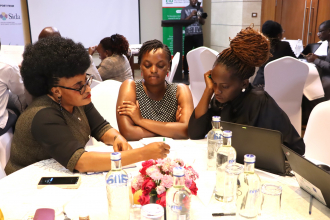 Participants in group discussing