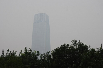 Air pollution in Beijing. Sept 2008. Photo by:Allen Watkin. Wikimedia Commons. 